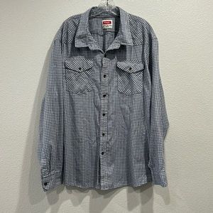 Wrangler Blue Flannel Long Sleeve Button Up Shirt SZ 3XL